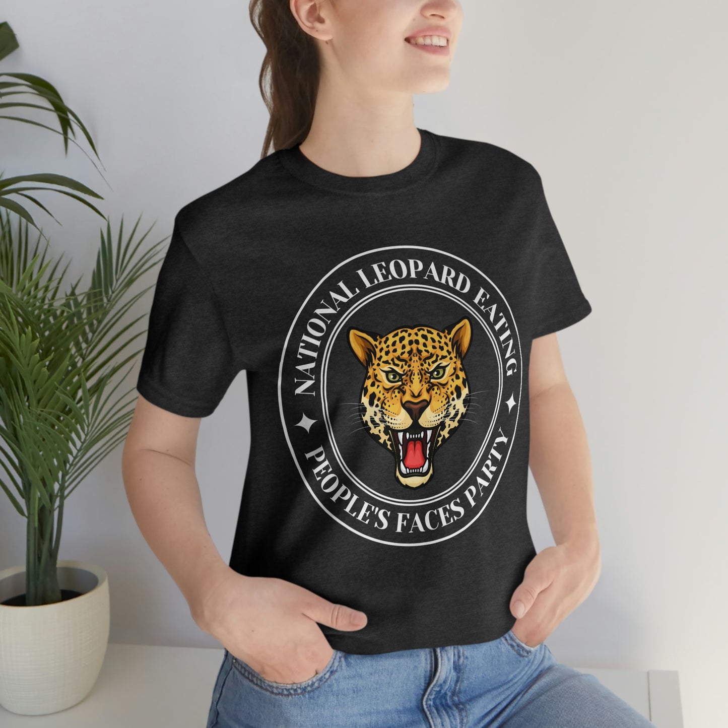 Leopard Eating Faces. Unisex Political T-Shirt