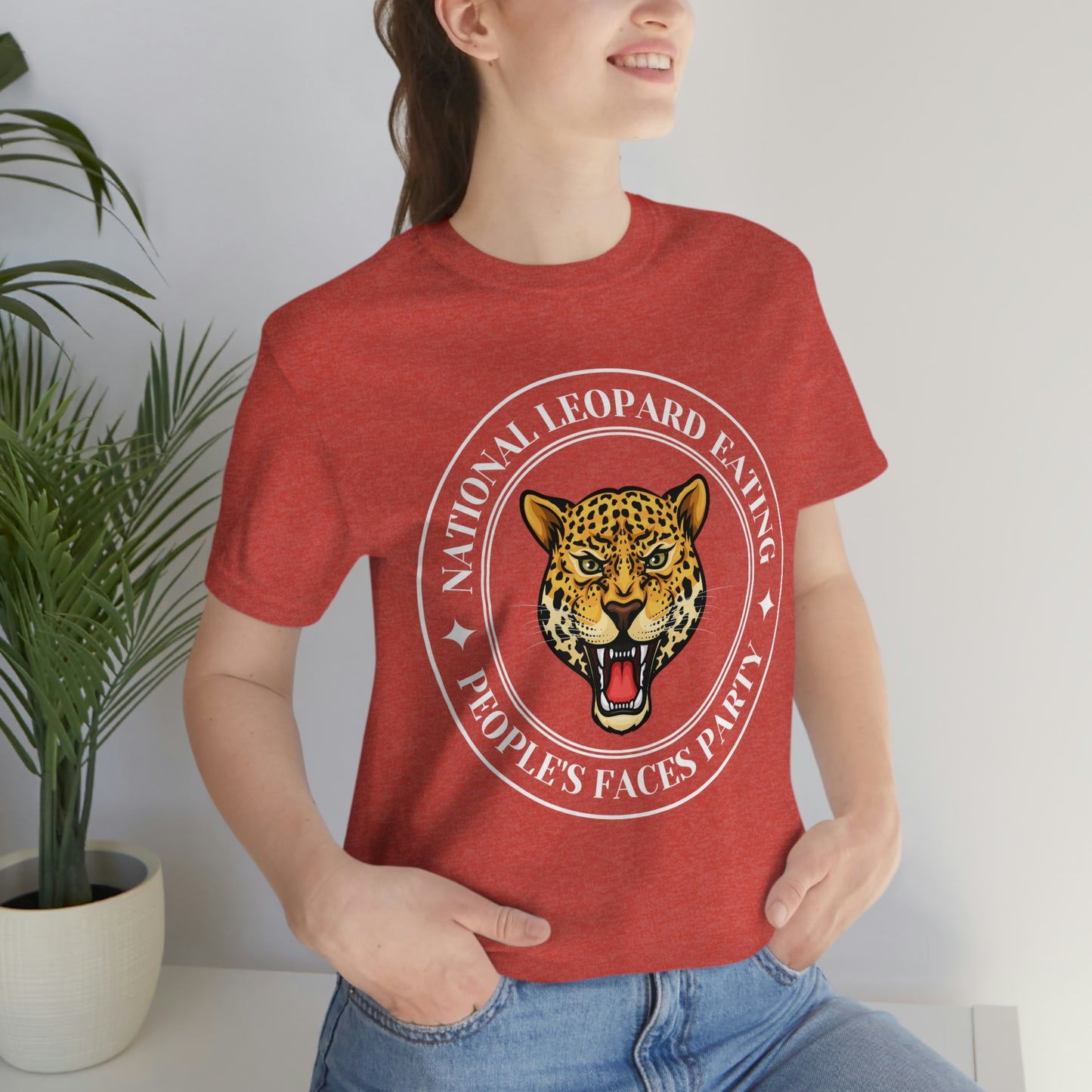 Leopard Eating Faces. Unisex Political T-Shirt